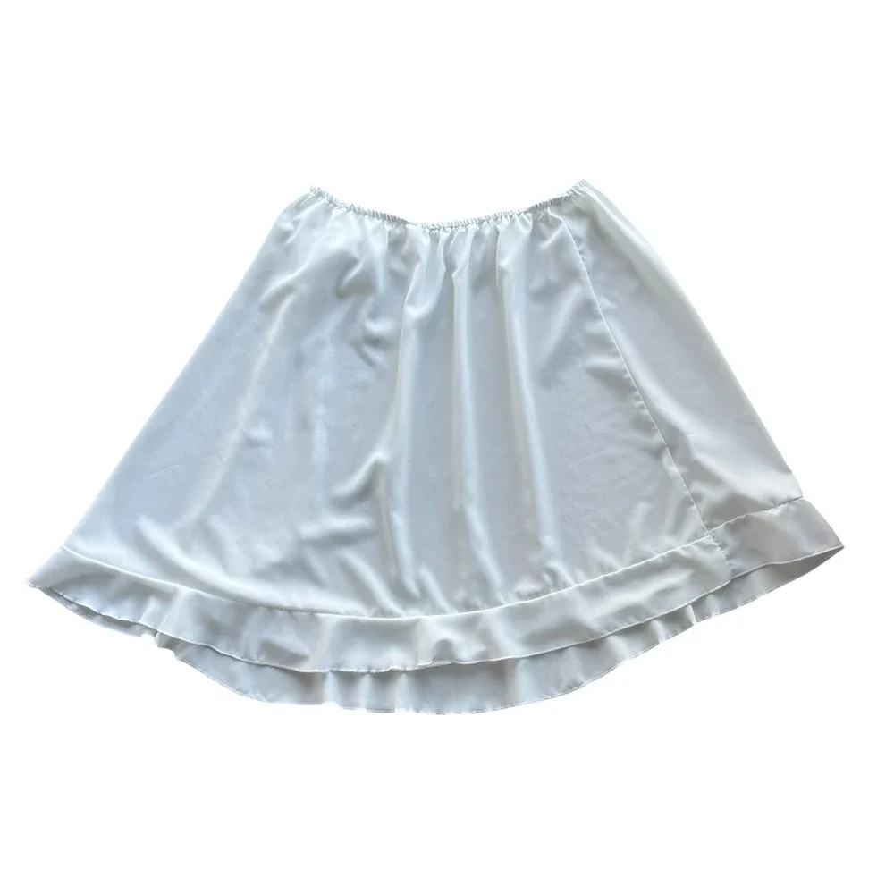 Greathe XL White Ruffle Hem Bow Elastic Waist Flowy Dancer Balletcore Wrap Skirt